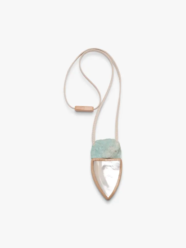 Pendant: mother of pearl, amazonite, oak sold by Monies