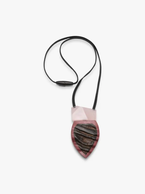 Pendant: horn, rosequartz, amaranth sold by Monies