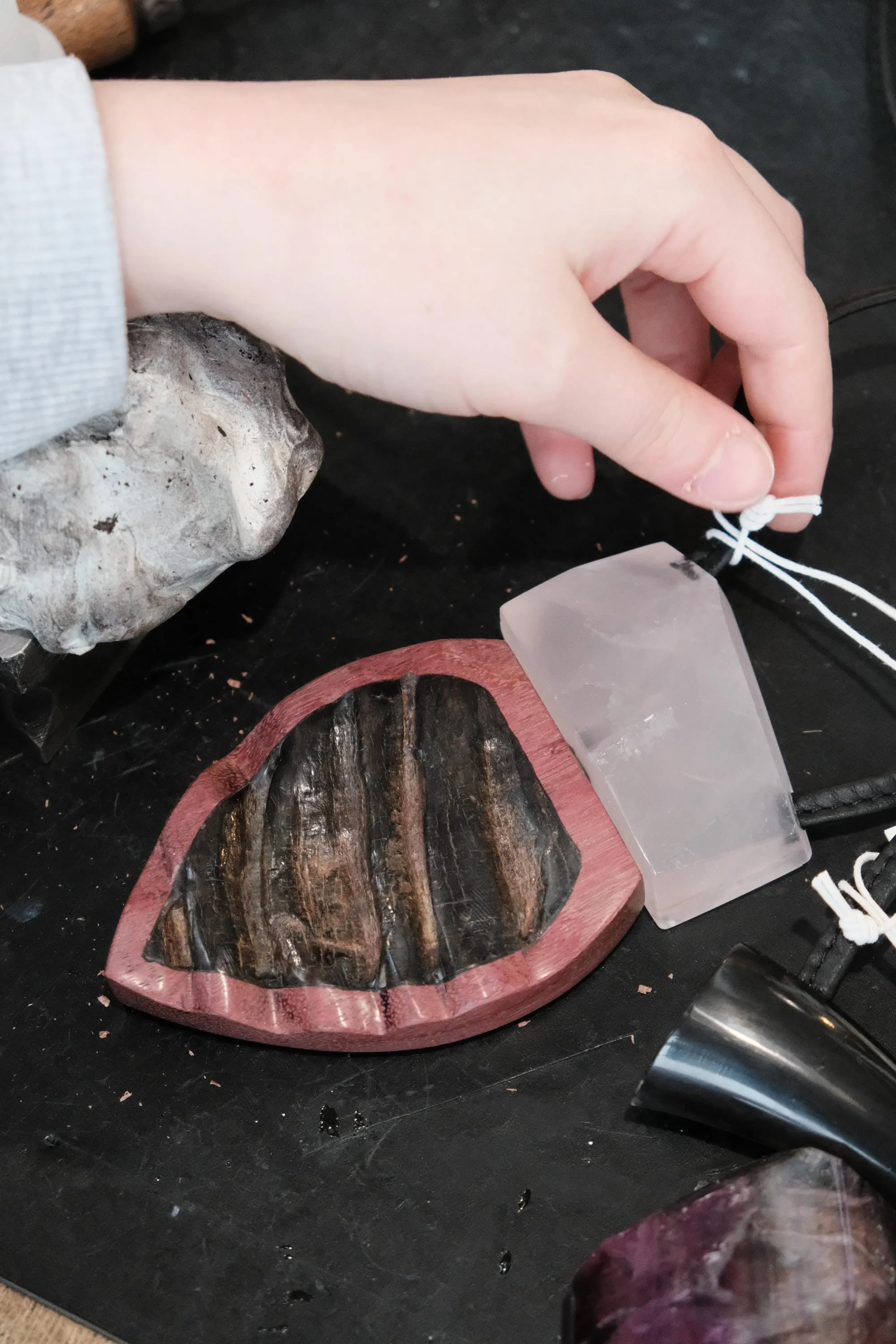 Pendant: horn, rosequartz, amaranth sold by Monies product image thumbnail 2