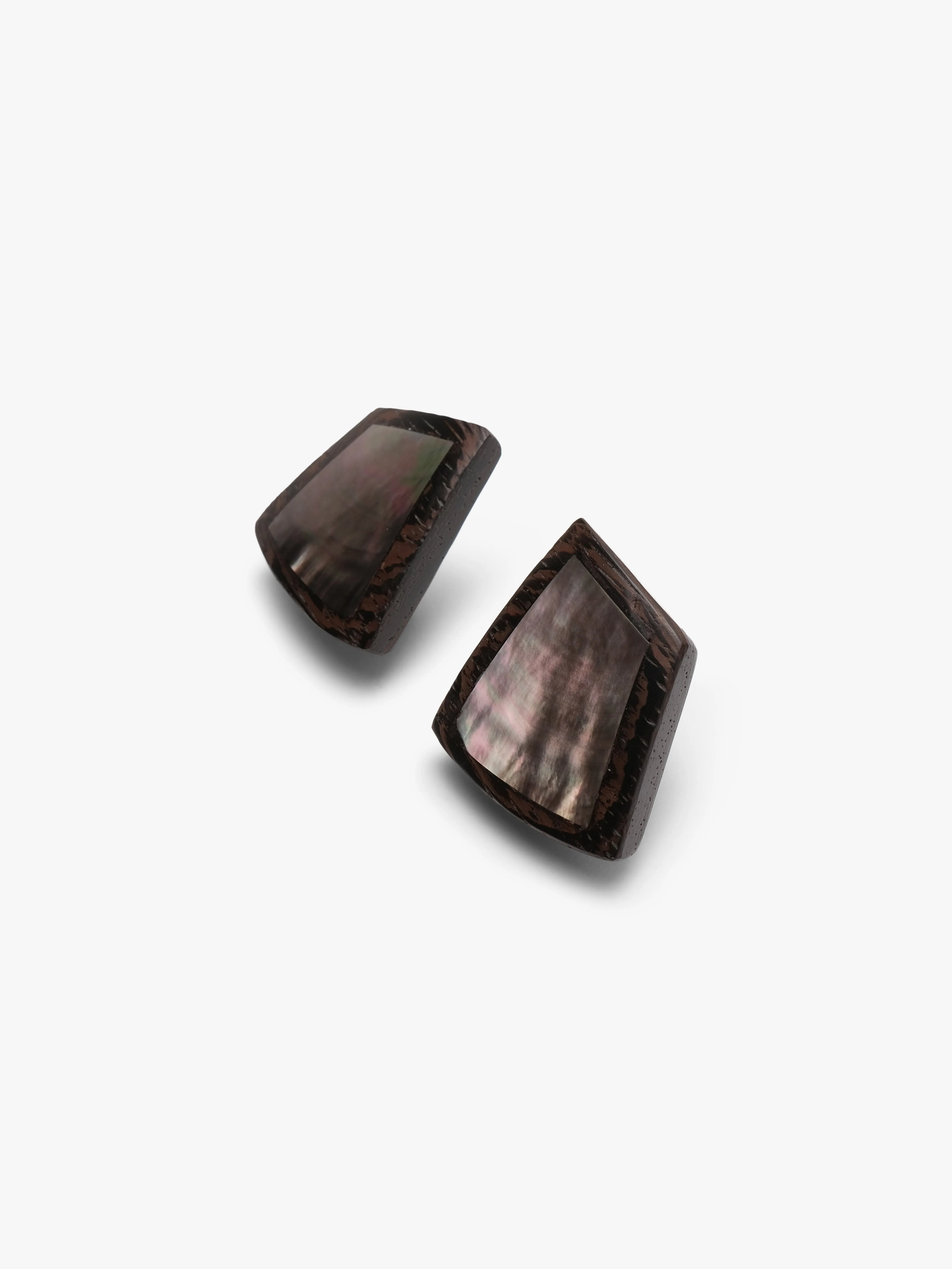 Earrings: mother of pearl, wengé sold by Monies product image thumbnail 3