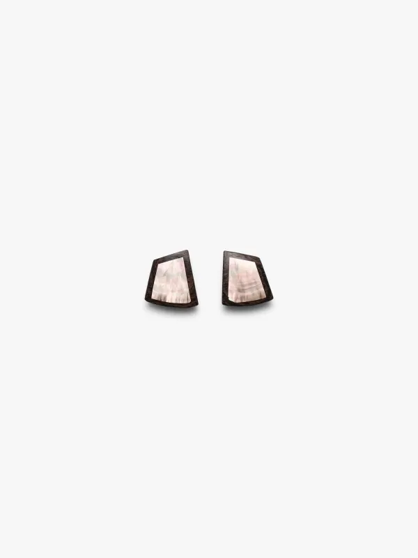 Earrings: mother of pearl, wengé sold by Monies