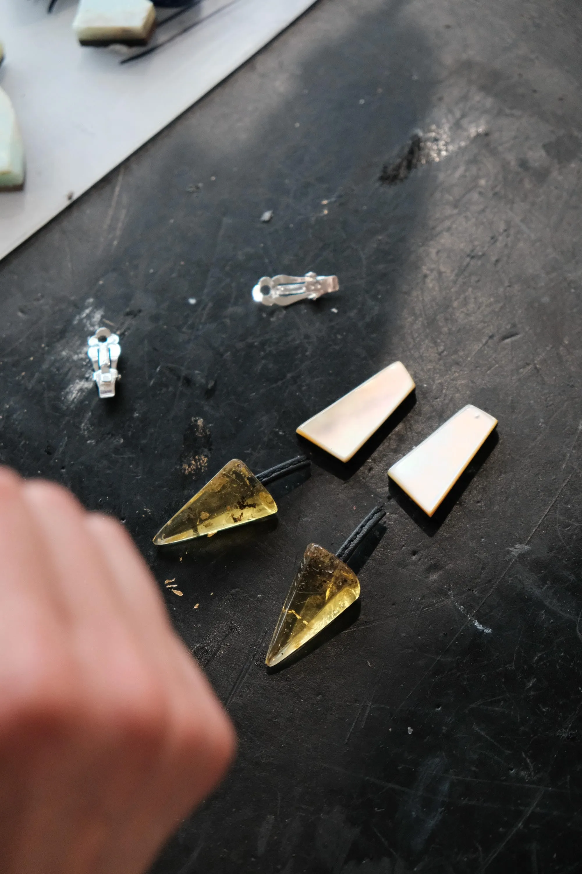 Earrings: amber, mother of pearl sold by Monies product image thumbnail 4