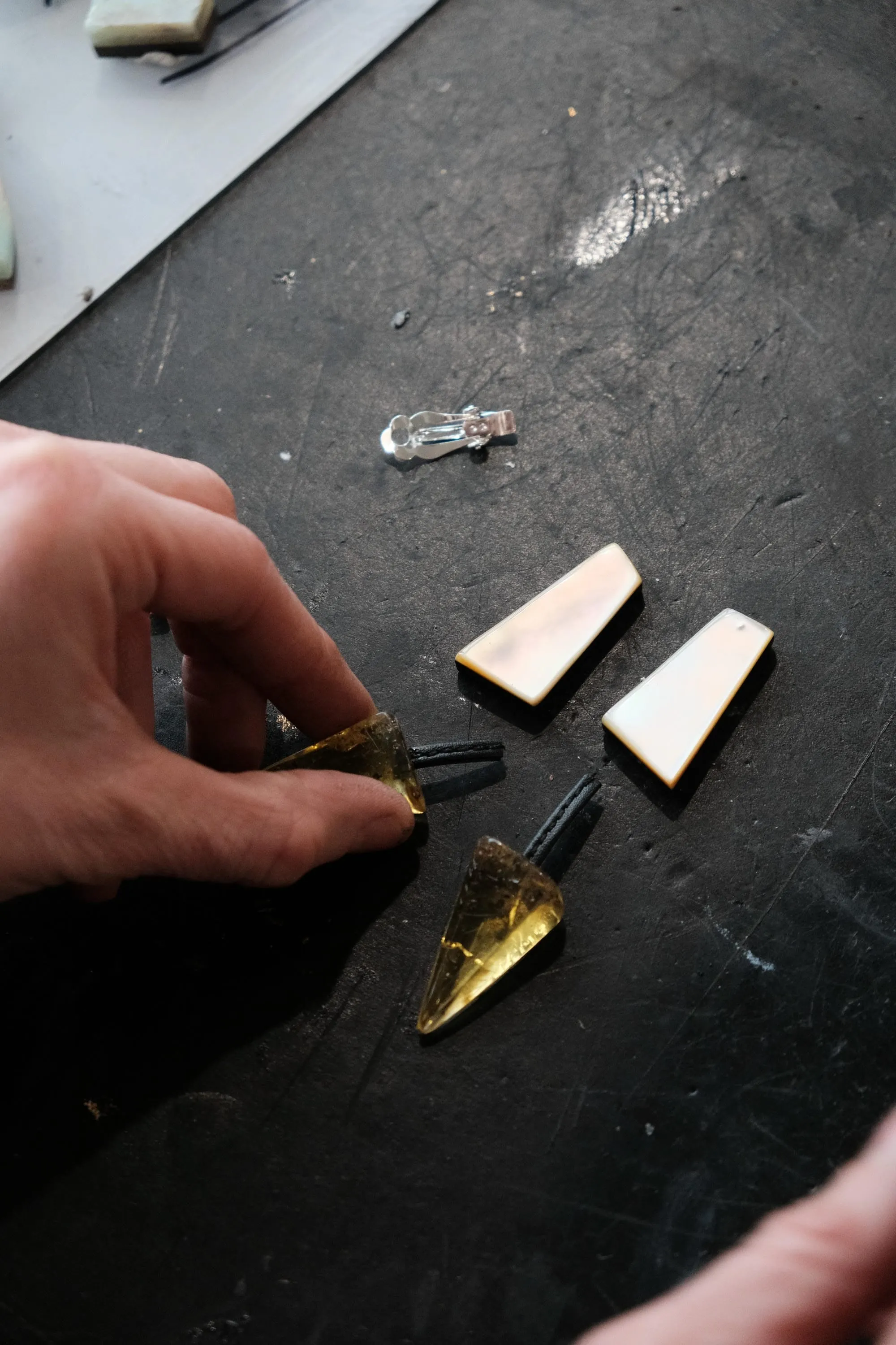 Earrings: amber, mother of pearl sold by Monies product image thumbnail 2