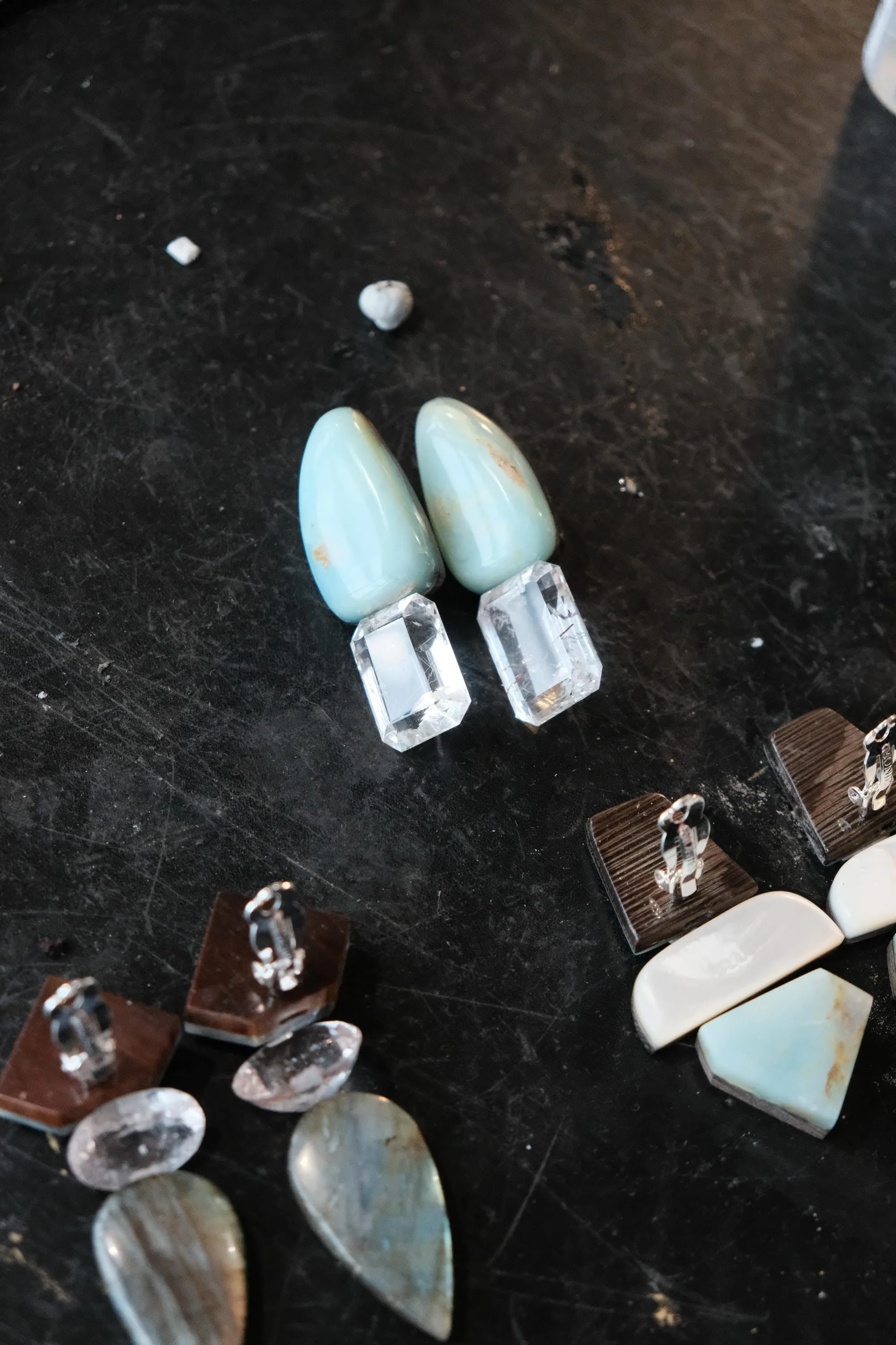 Earrings: chrysoprase, mother of pearl sold by Monies product image thumbnail 5