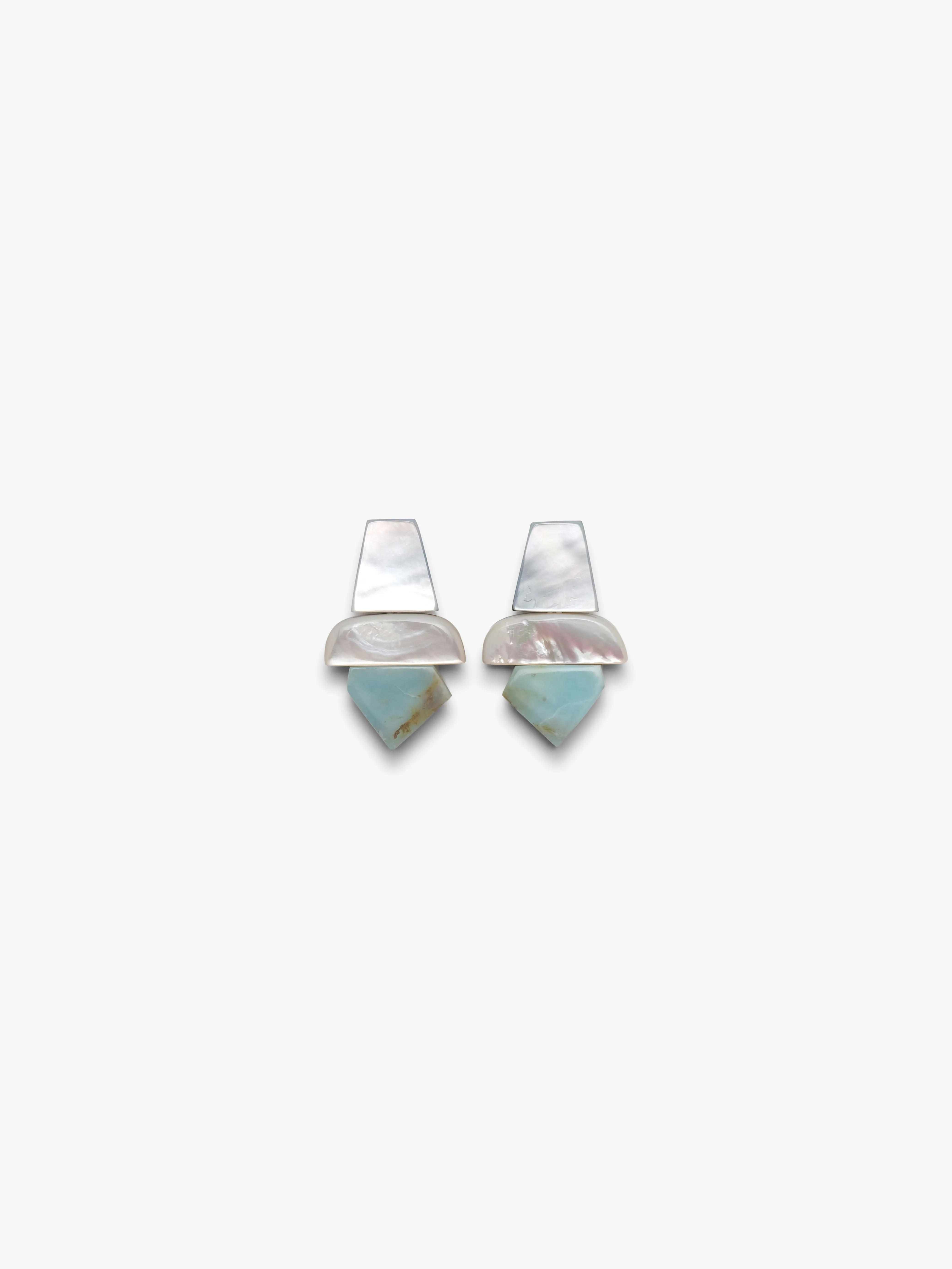 Earrings: chrysoprase, mother of pearl sold by Monies