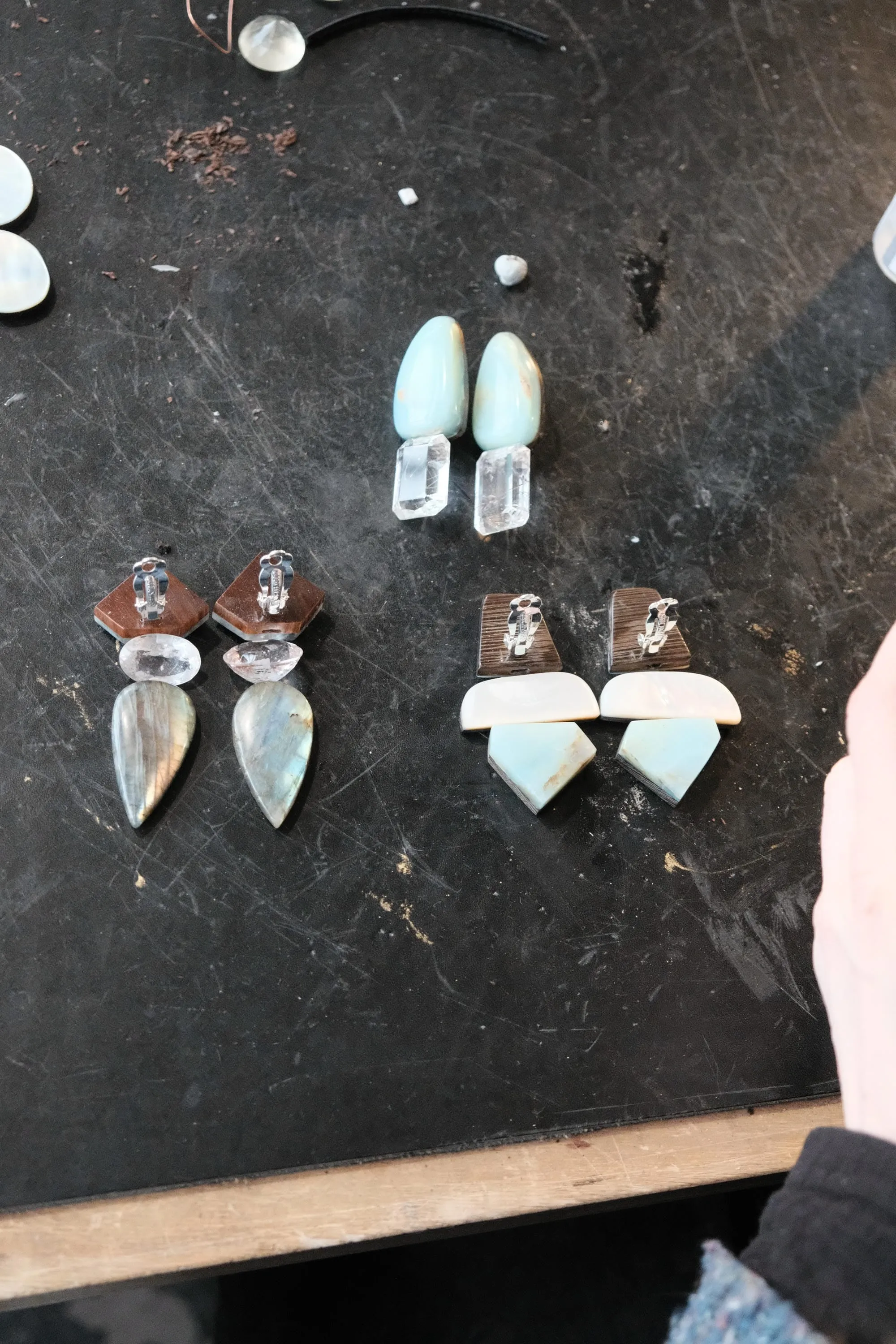 Earrings: chrysoprase, mother of pearl sold by Monies product image thumbnail 4