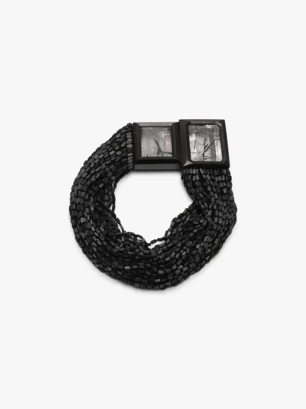 Necklace: tourmaline quartz, ebony made by Monies