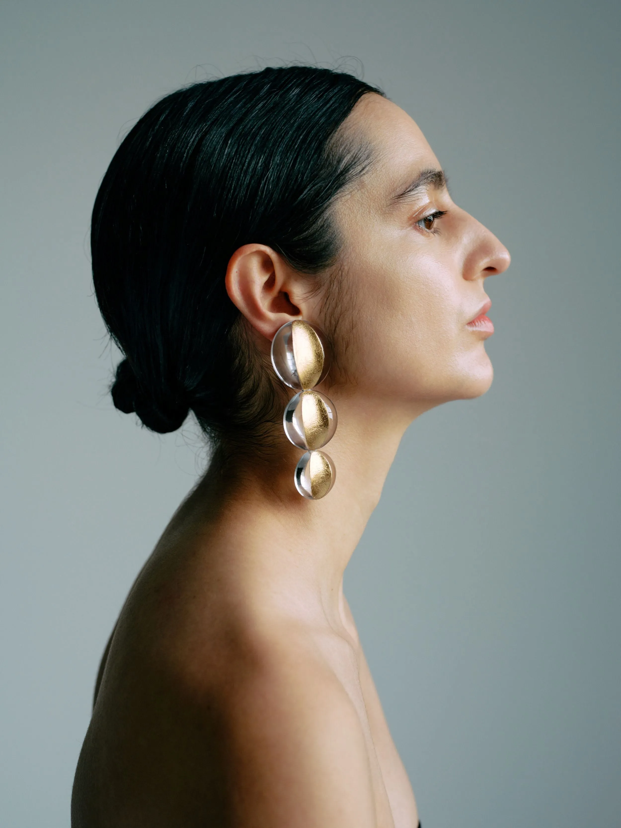 Zuri earrings: greencast acrylic, goldfoil sold by Monies product image thumbnail 2