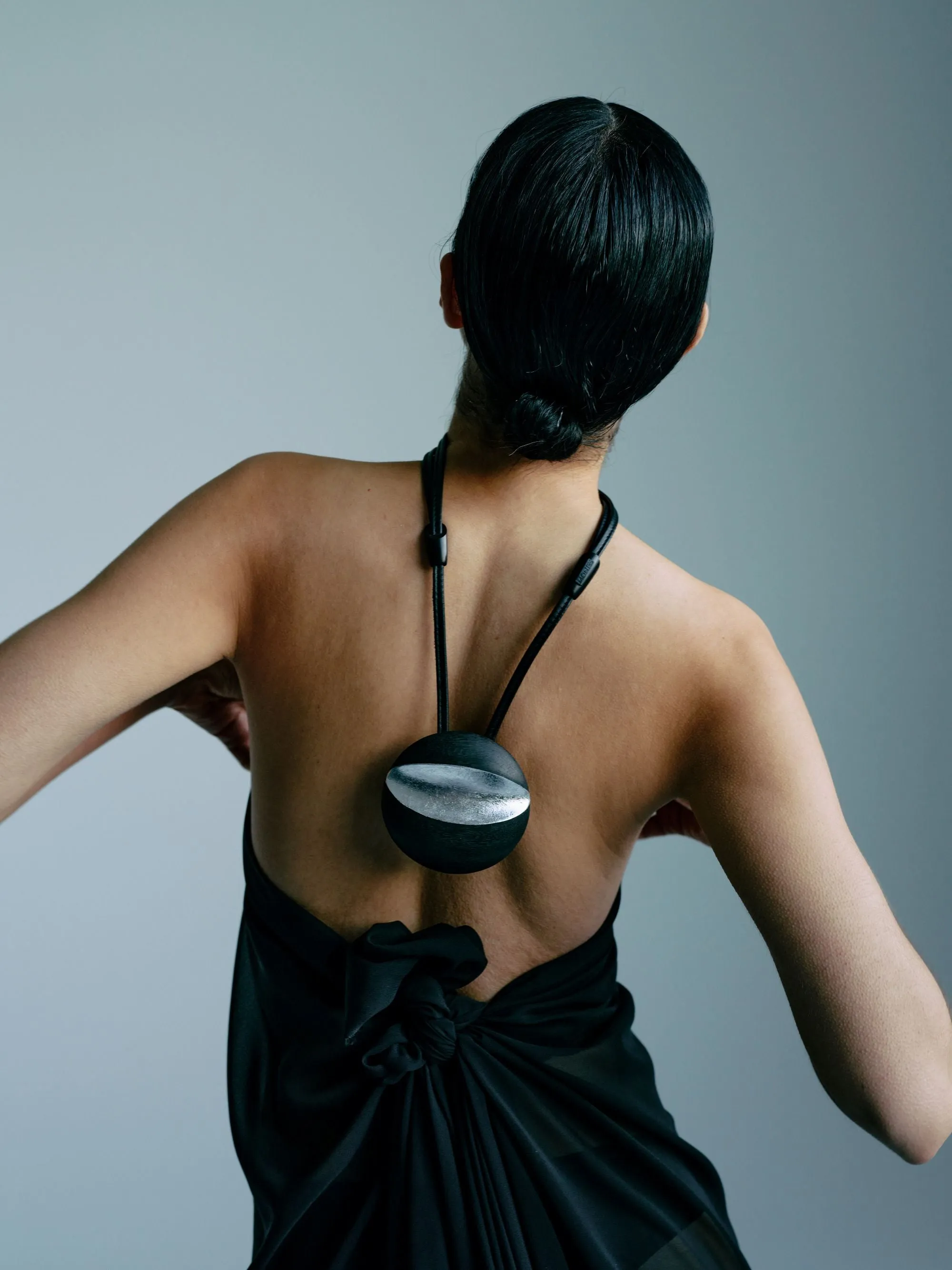 Isola pendant: acacia, leather, silverfoil sold by Monies product image thumbnail 2