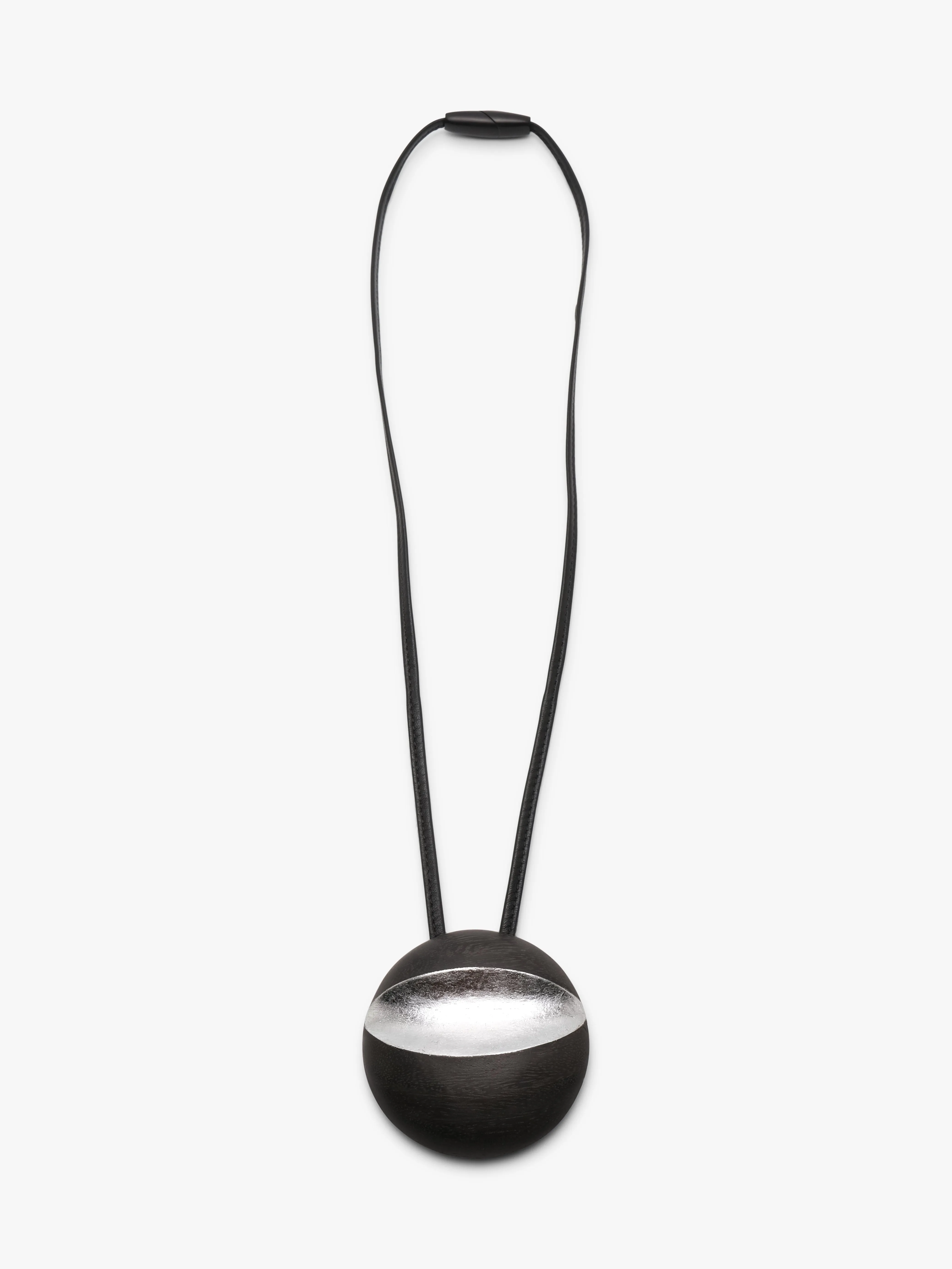 Isola pendant: acacia, leather, silverfoil sold by Monies product image thumbnail 4