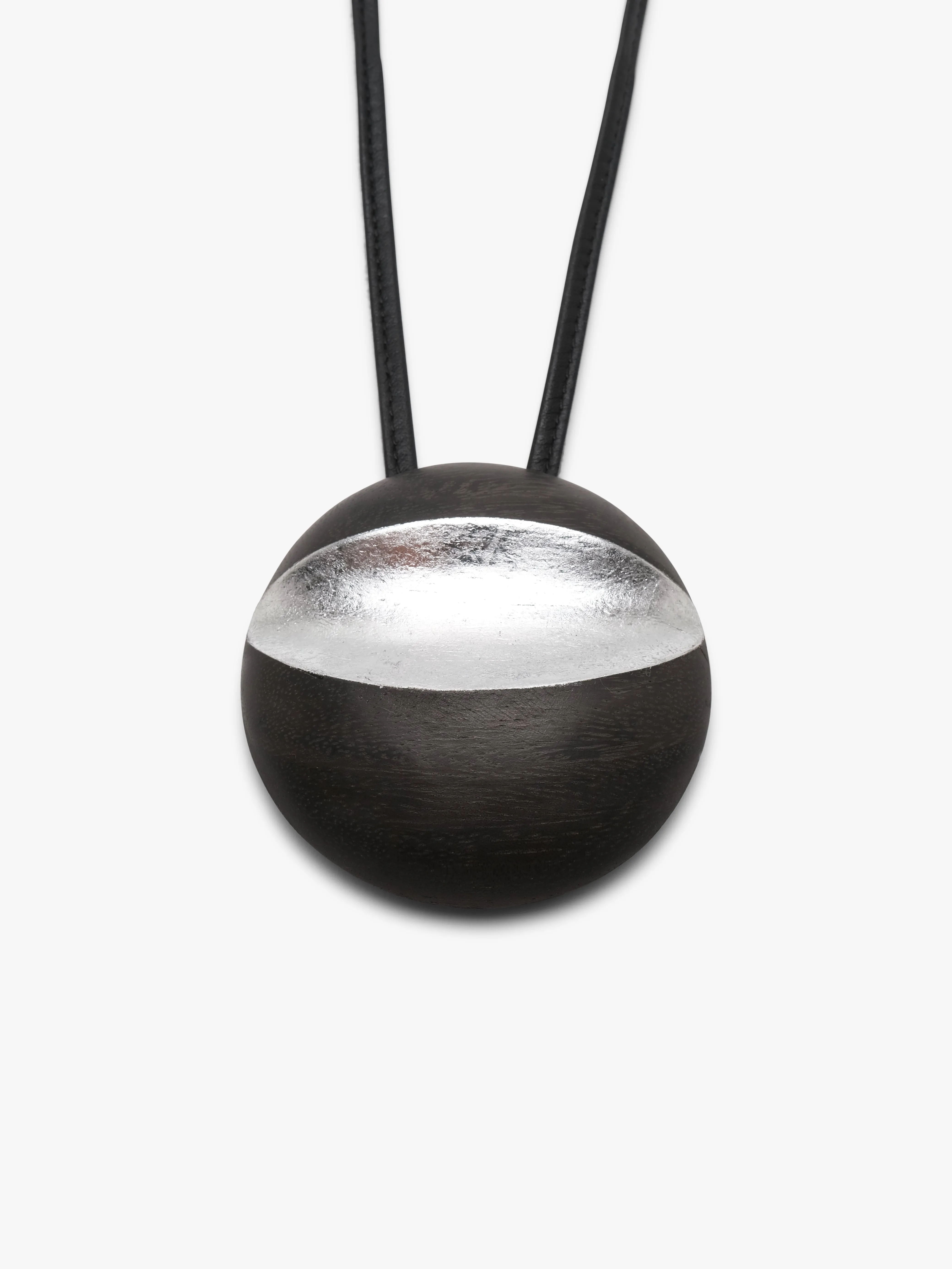 Isola pendant: acacia, leather, silverfoil sold by Monies product image thumbnail 5