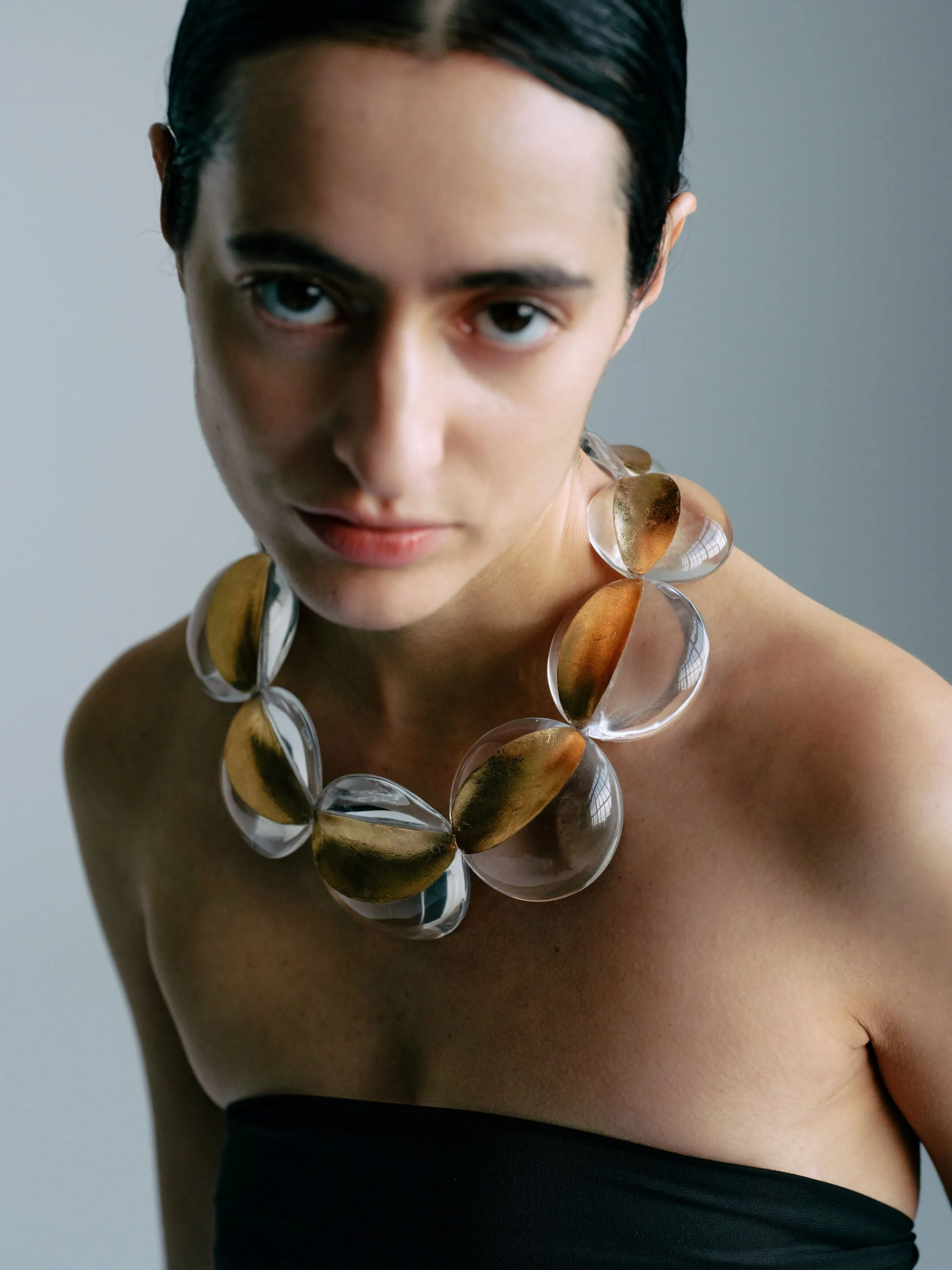 Sava necklace: greencast acrylic, goldfoil sold by Monies product image thumbnail 2