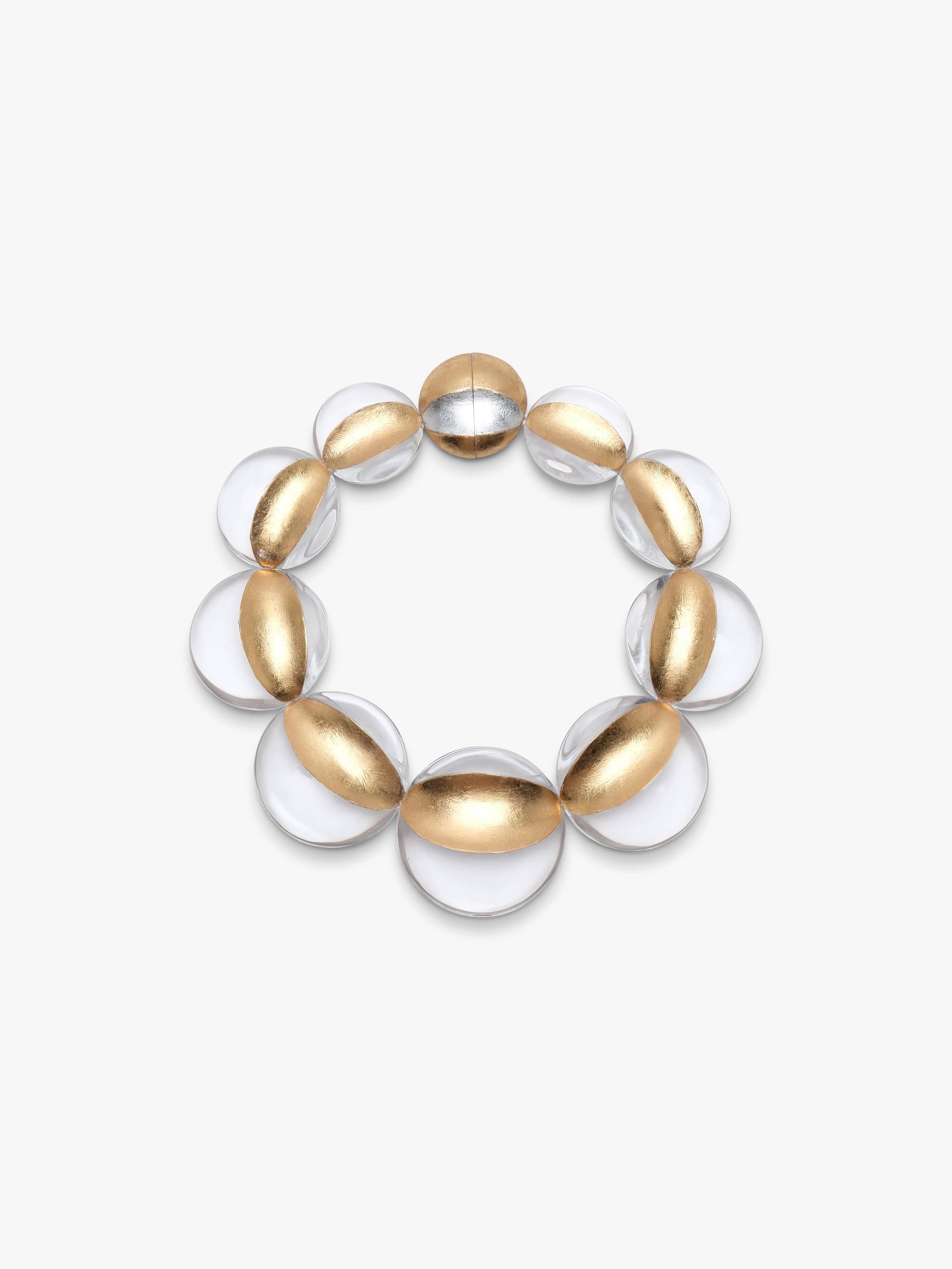 Sava necklace: greencast acrylic, goldfoil sold by Monies