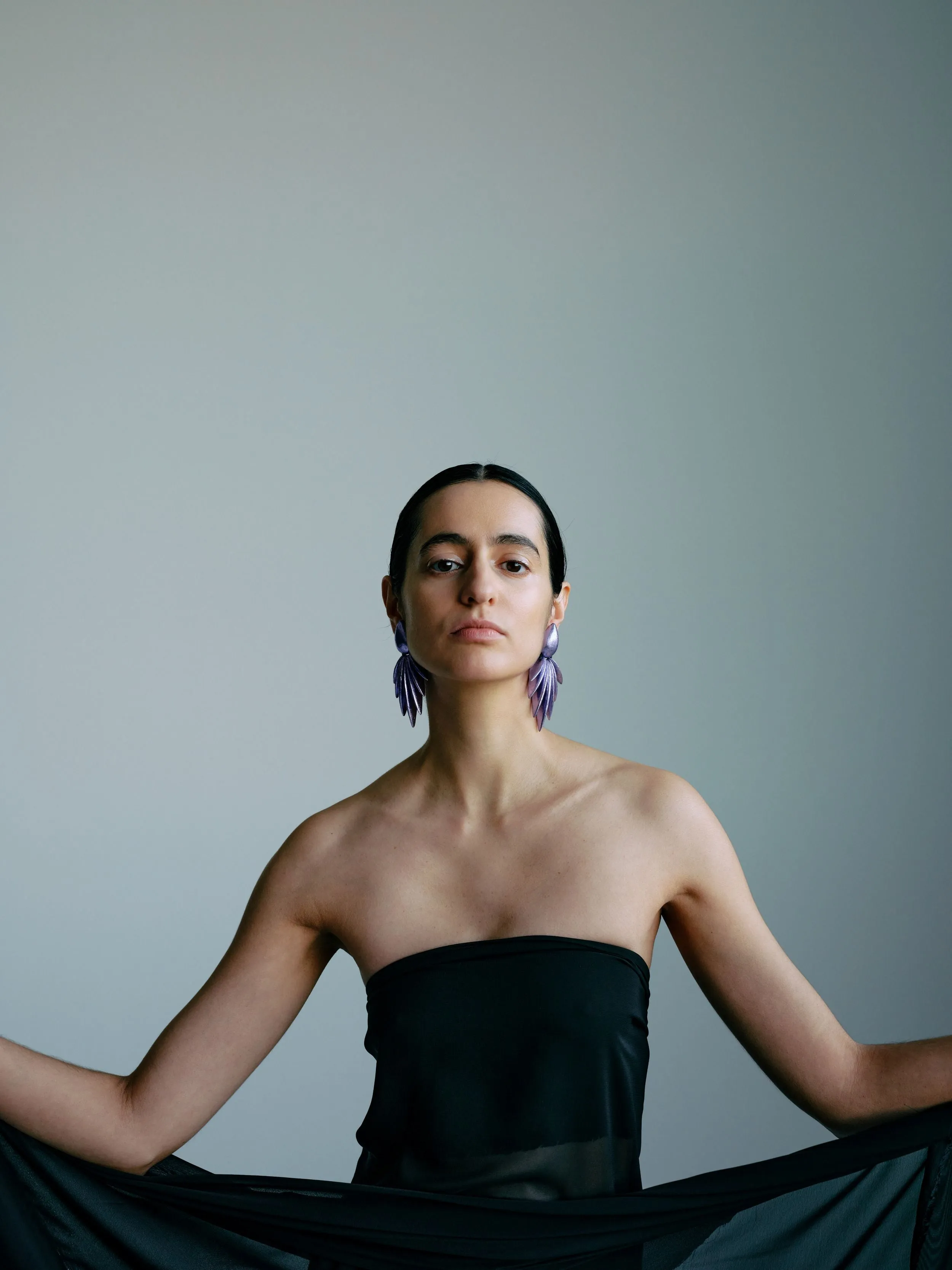 Quasi earrings: acacia, purple foil sold by Monies product image thumbnail 2