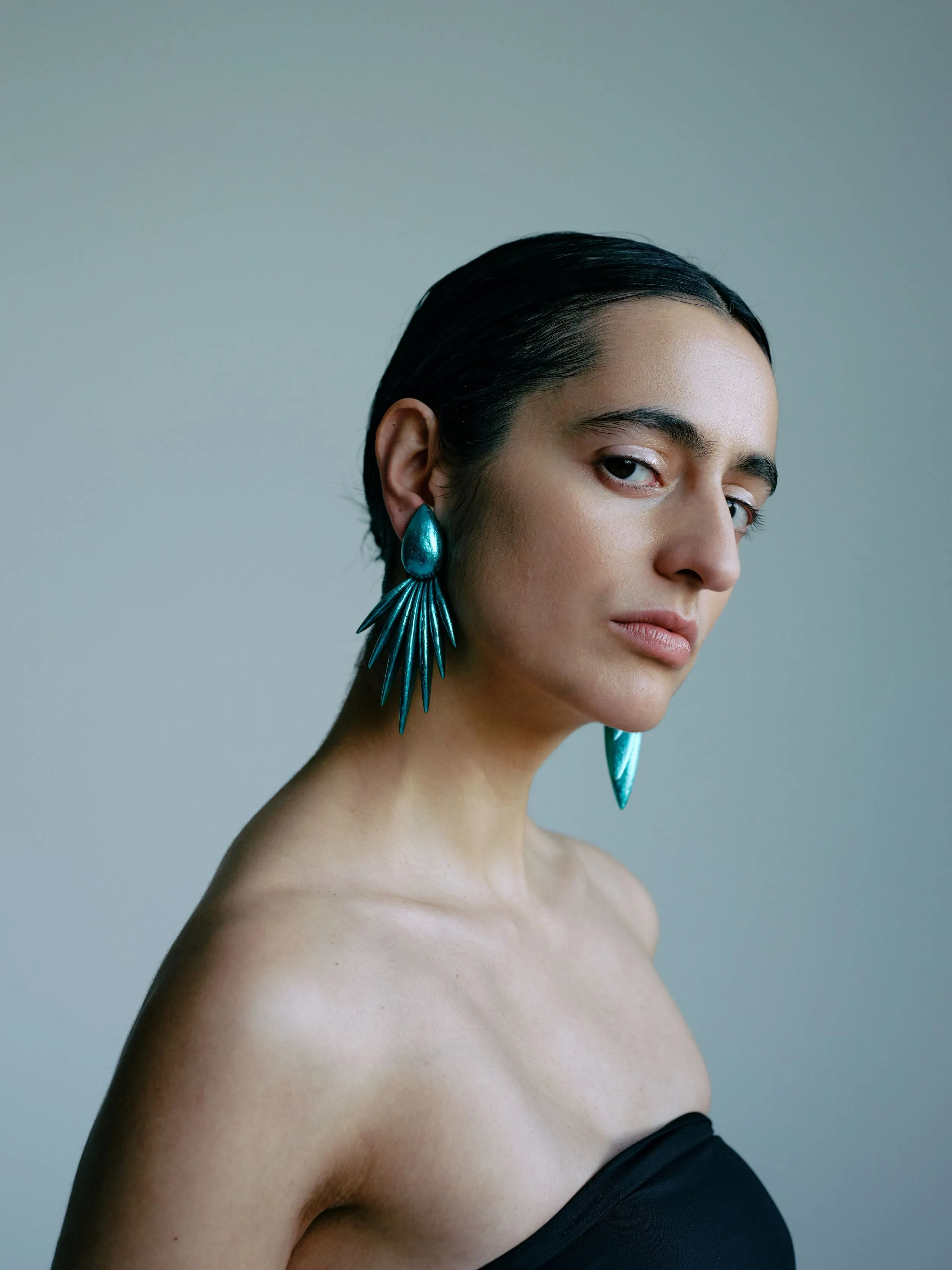 Quasi earrings: acacia, bluefoil sold by Monies product image thumbnail 2