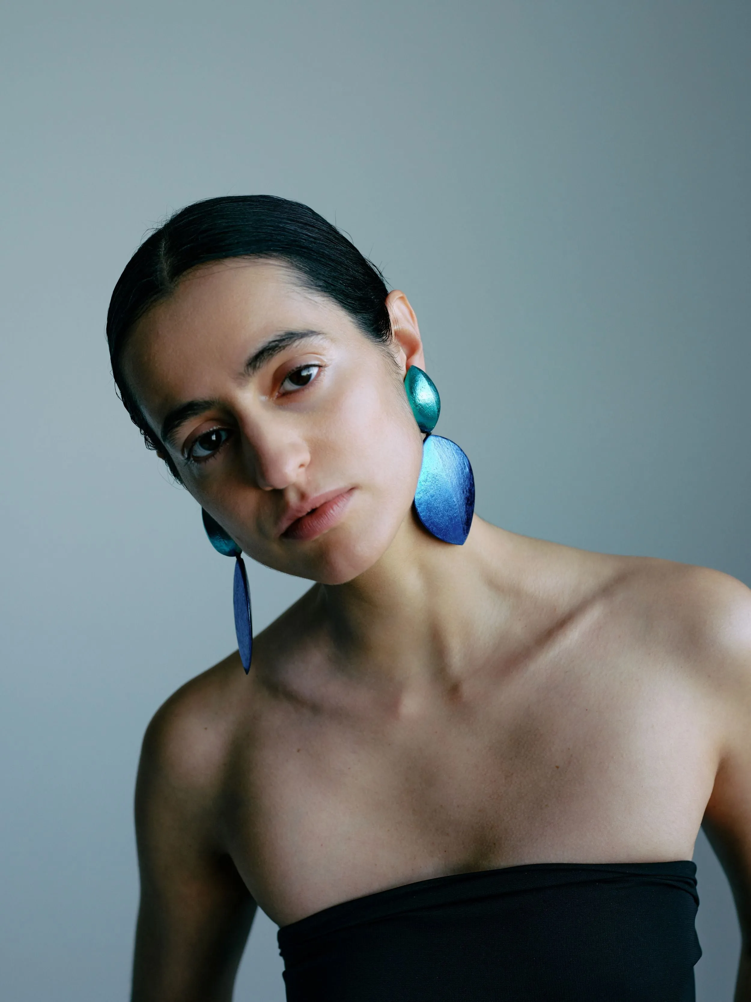 Bologna earrings: acacia, bluefoil sold by Monies product image thumbnail 2