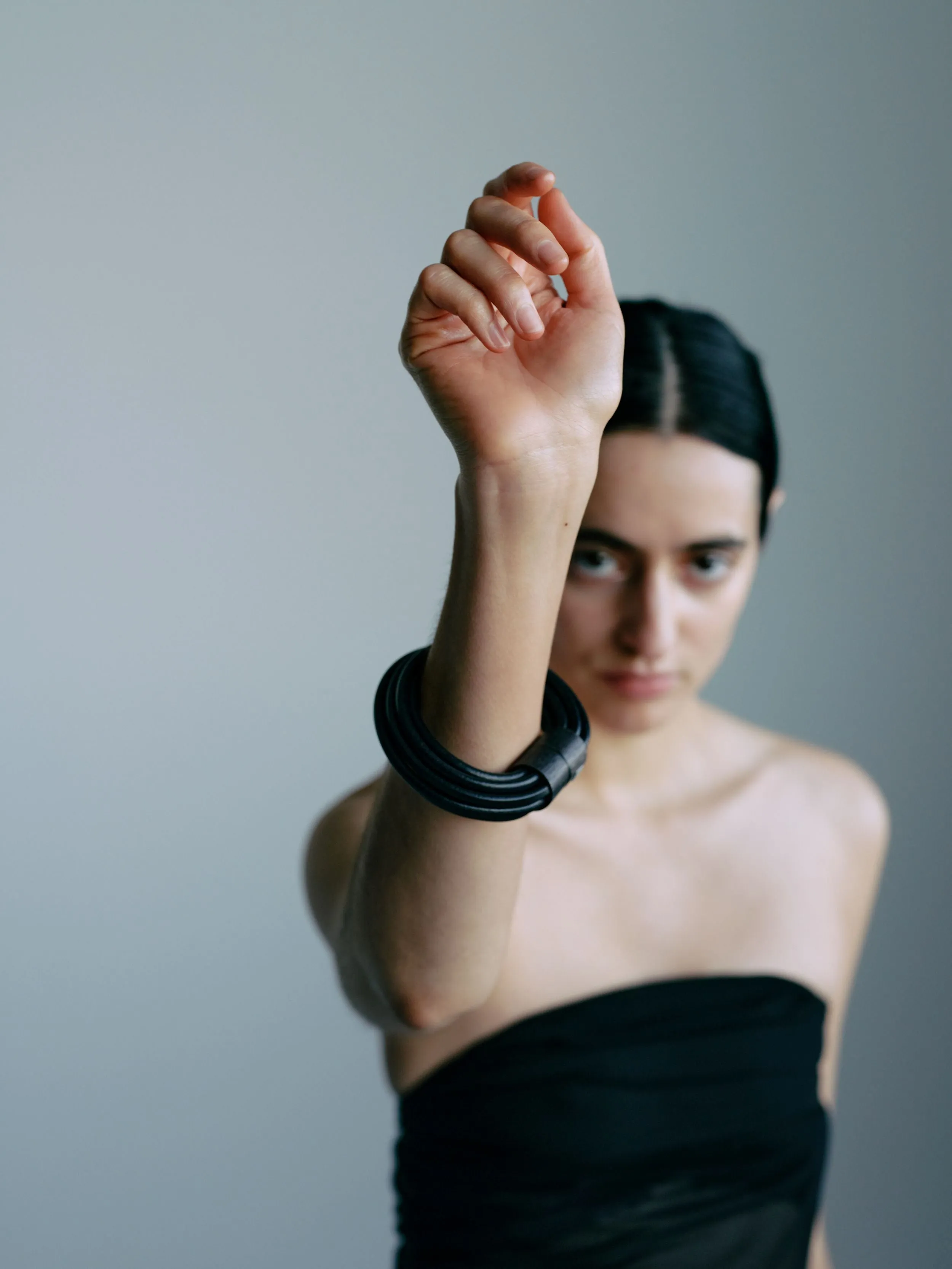 Mito bracelet: leather, bog oak sold by Monies product image thumbnail 2