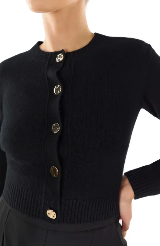 Cropped Long Sleeve Cardigan sold by Monique Lhuillier