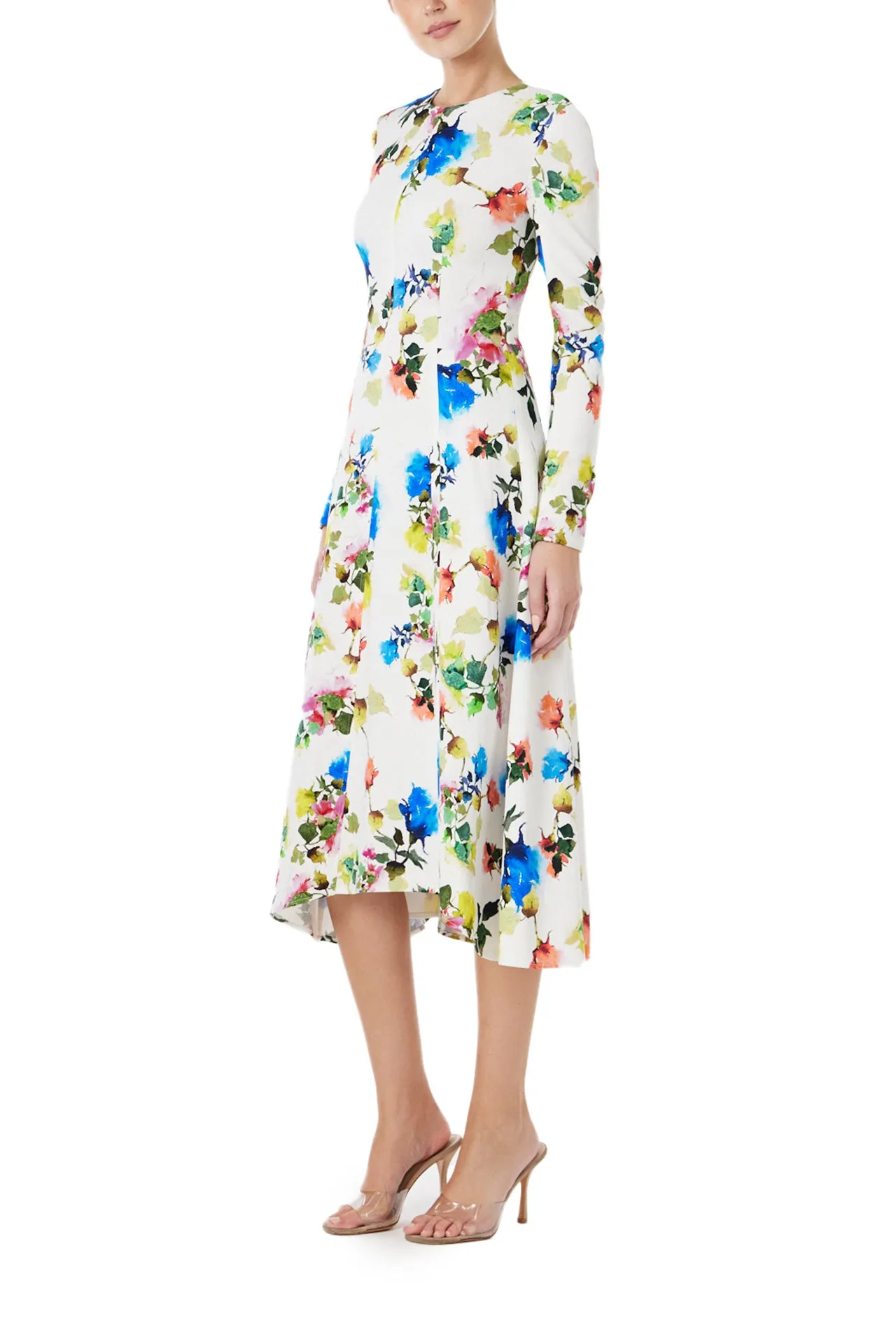 Floral Long Sleeve Day Dress sold by Monique Lhuillier product image thumbnail 3