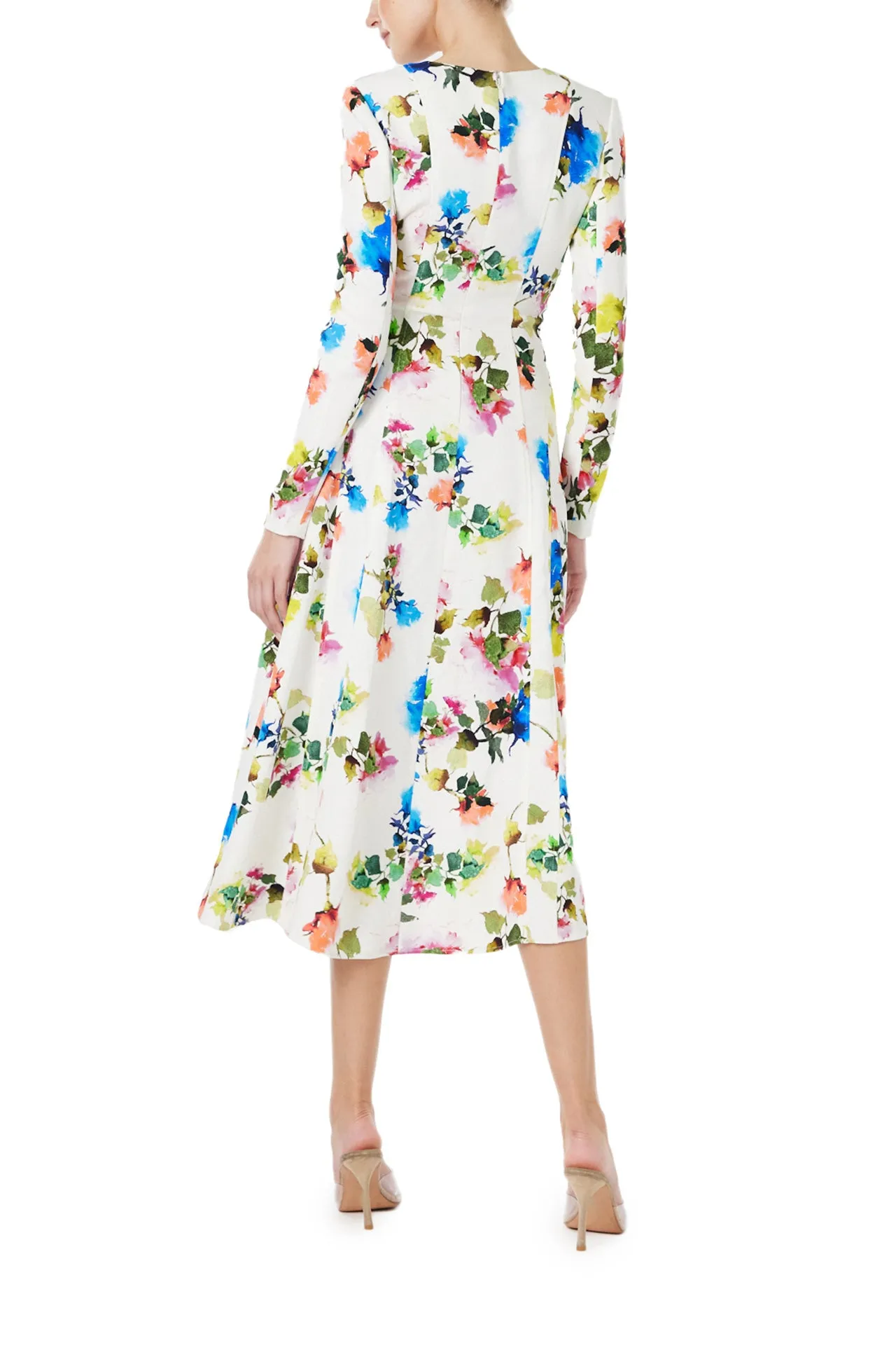 Floral Long Sleeve Day Dress sold by Monique Lhuillier product image thumbnail 4