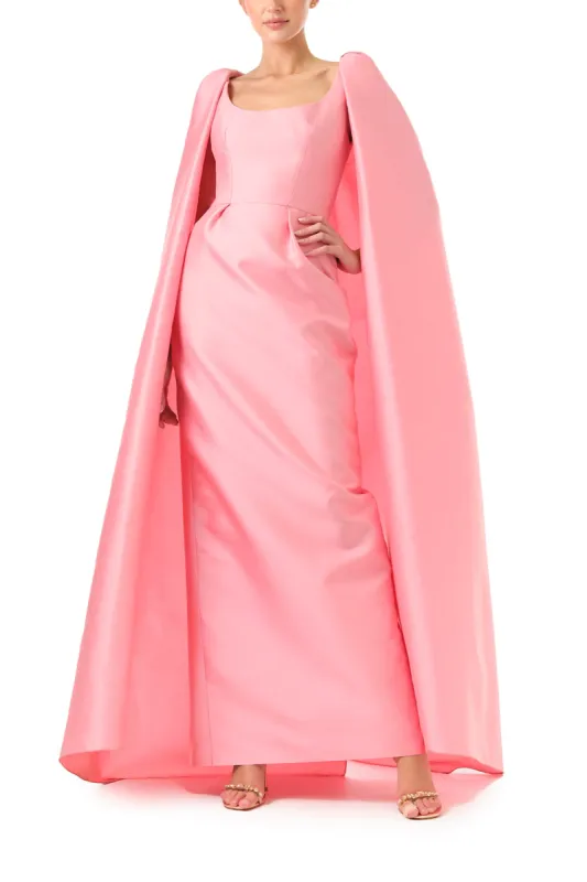 Scoop Neck Column Gown with Cape sold by Monique Lhuillier