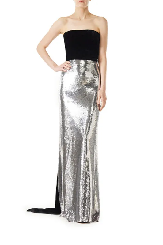 Strapless Sequin Velvet Gown sold by Monique Lhuillier