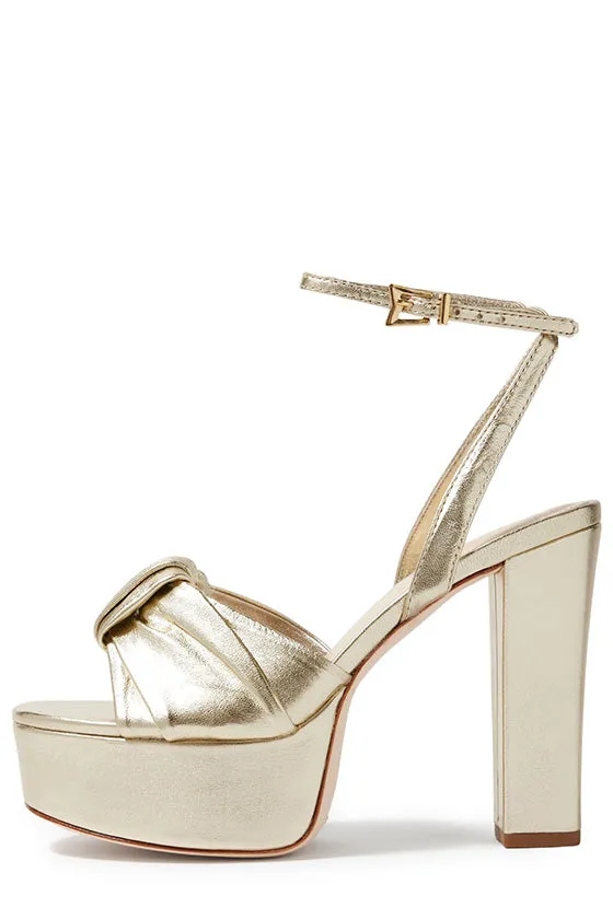 Kris Metallic Leather Platform sold by Monique Lhuillier