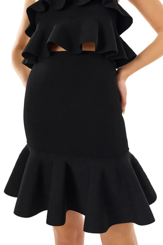 Ruffle Knit Mini Skirt sold by Monique Lhuillier