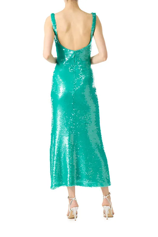 Scoop Neck Sequin Cocktail Dress sold by Monique Lhuillier product image thumbnail 4