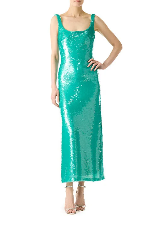 Scoop Neck Sequin Cocktail Dress sold by Monique Lhuillier