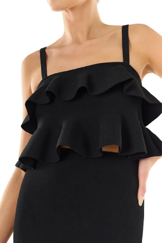 Cropped Ruffle Knit Top sold by Monique Lhuillier