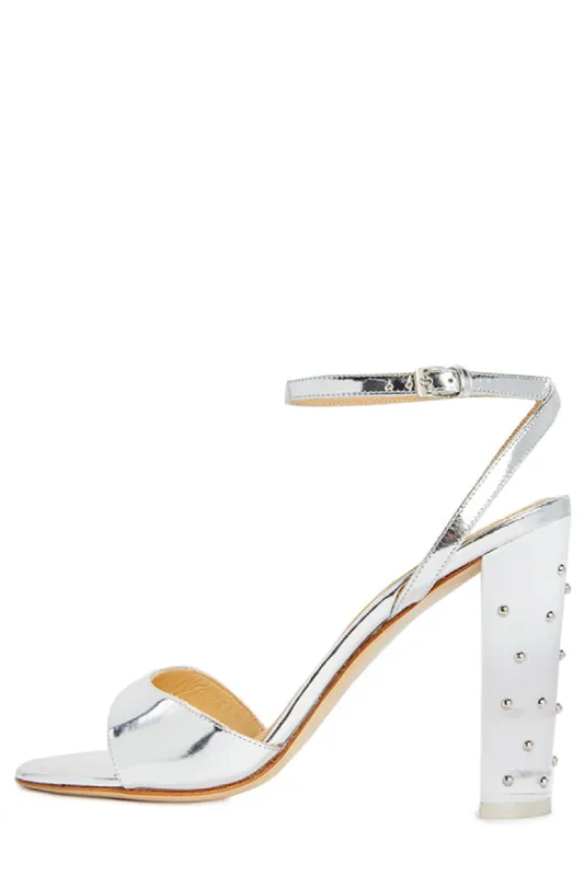 Harper Leather Studded Lucite Heel sold by Monique Lhuillier