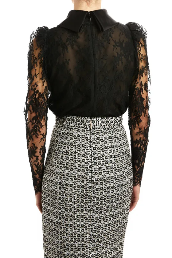 Tapered Sleeve Lace Blouse sold by Monique Lhuillier product image thumbnail 4