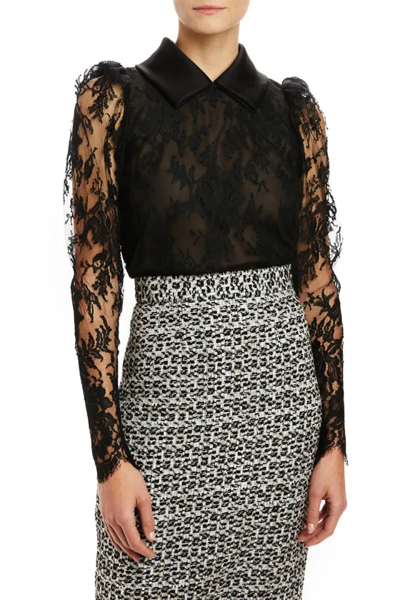 Tapered Sleeve Lace Blouse sold by Monique Lhuillier