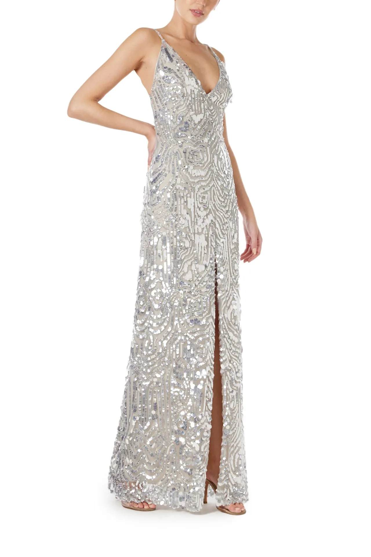 Silver Sequin Slip Gown sold by Monique Lhuillier product image thumbnail 4