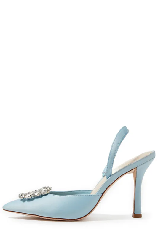 Carrie Satin Slingback sold by Monique Lhuillier