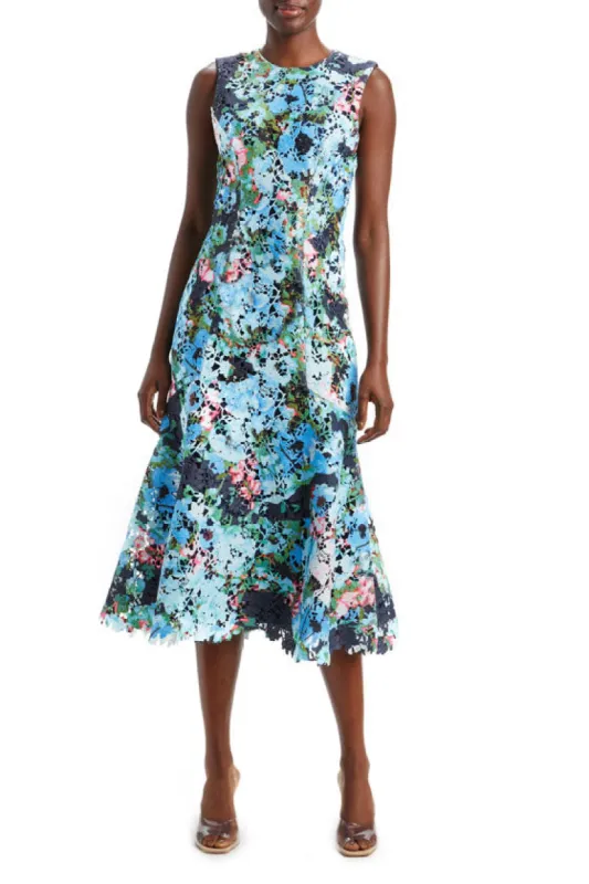 Bouquet Printed Lace Dress sold by Monique Lhuillier
