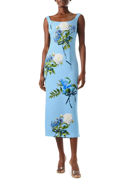 Scoop Neck Floral Midi Dress sold by Monique Lhuillier