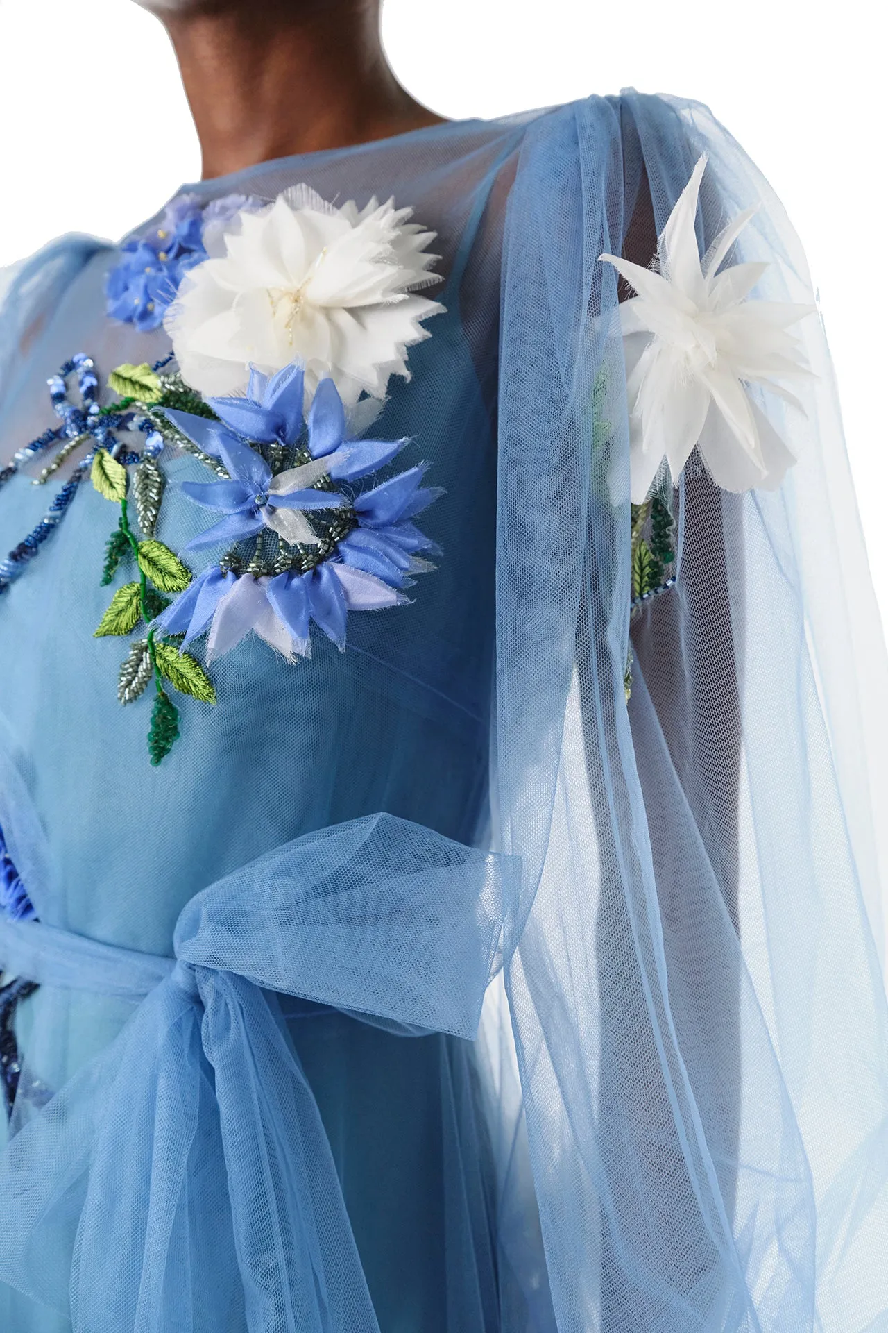 Long Sleeve Embroidered Tulle Gown sold by Monique Lhuillier product image thumbnail 2