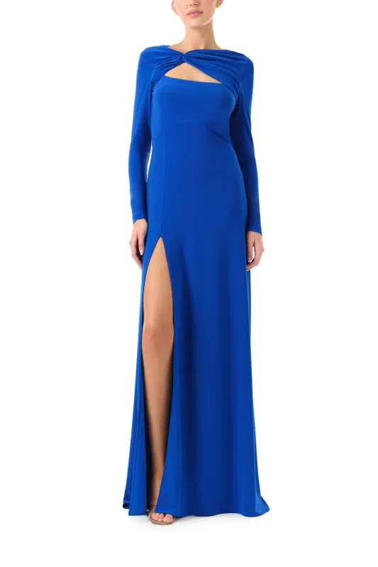 Long Sleeve Cobalt Jersey Gown sold by Monique Lhuillier