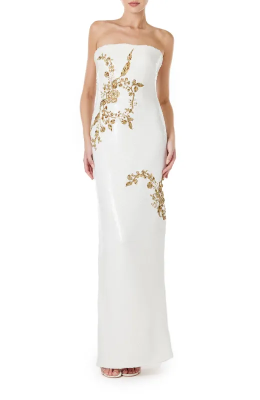 Embroidered Sequin Column Gown sold by Monique Lhuillier