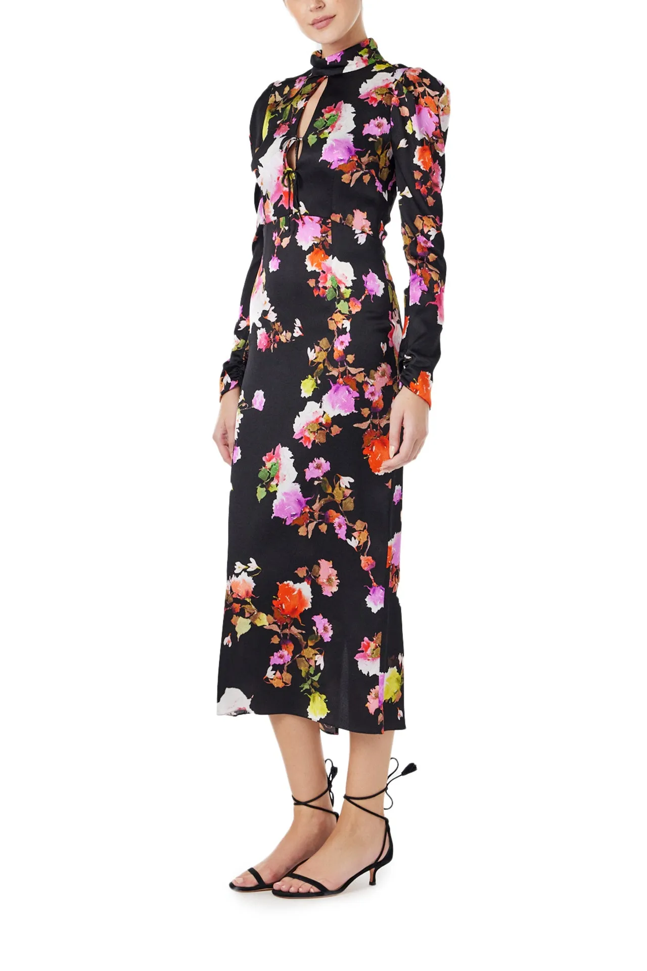 High Neck Floral Midi Dress sold by Monique Lhuillier product image thumbnail 4