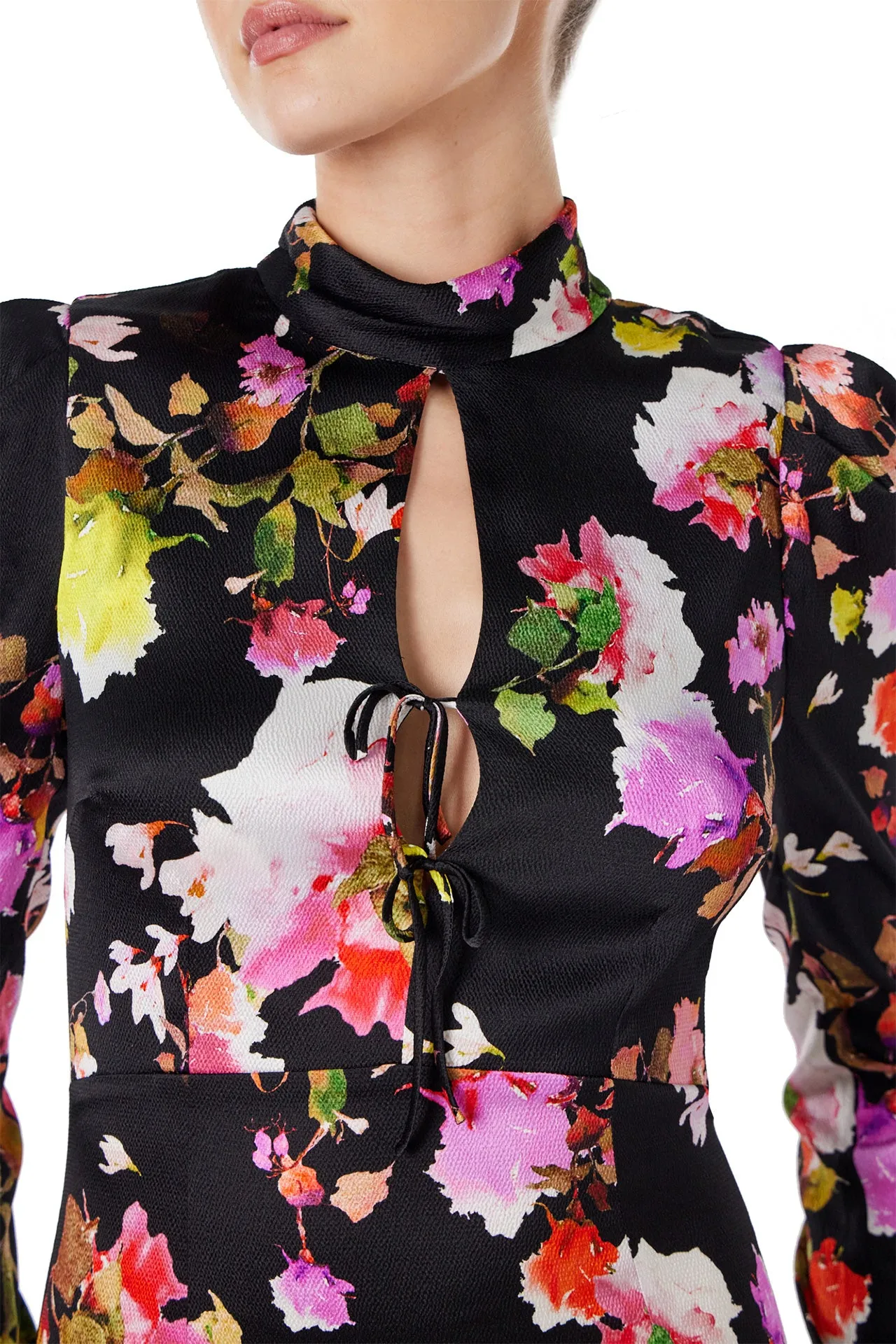 High Neck Floral Midi Dress sold by Monique Lhuillier product image thumbnail 5
