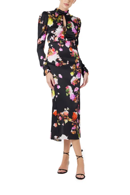 High Neck Floral Midi Dress sold by Monique Lhuillier