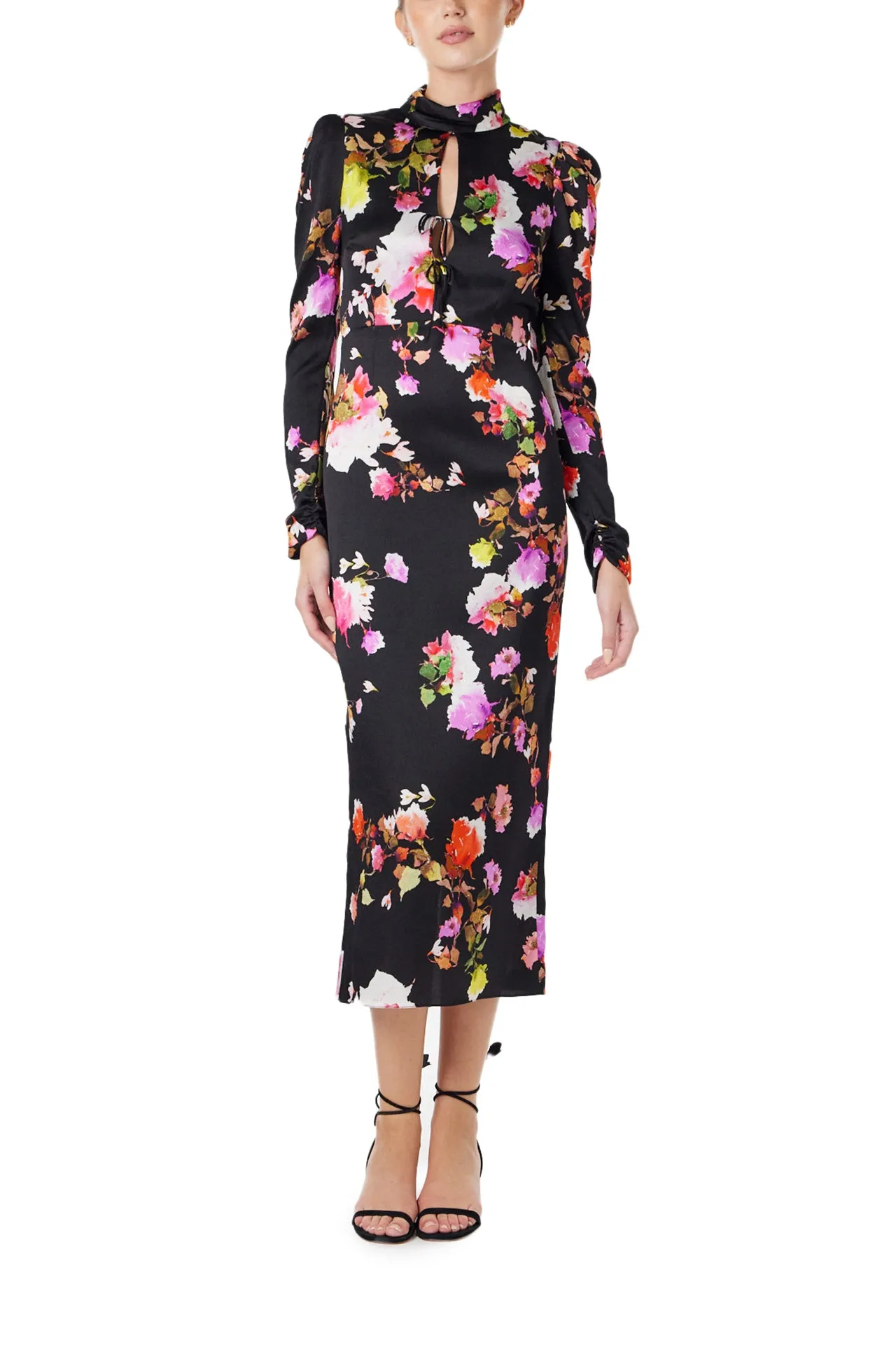High Neck Floral Midi Dress sold by Monique Lhuillier product image thumbnail 2