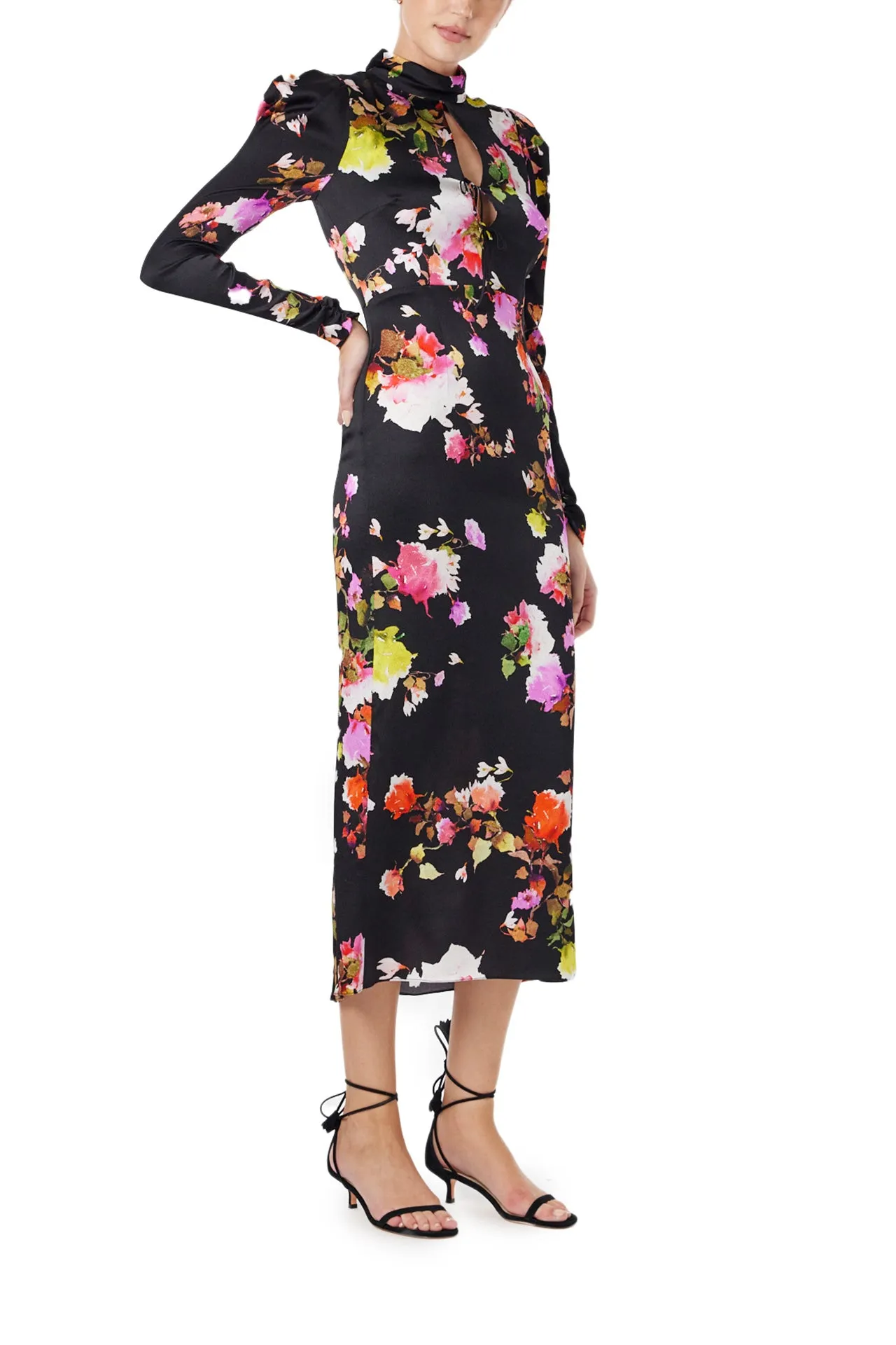 High Neck Floral Midi Dress sold by Monique Lhuillier product image thumbnail 3