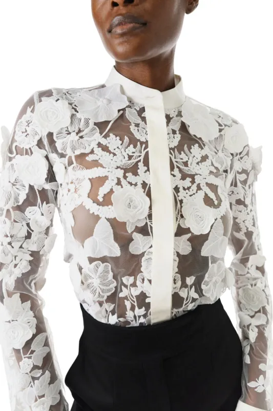 Long Sleeve Lace Blouse sold by Monique Lhuillier