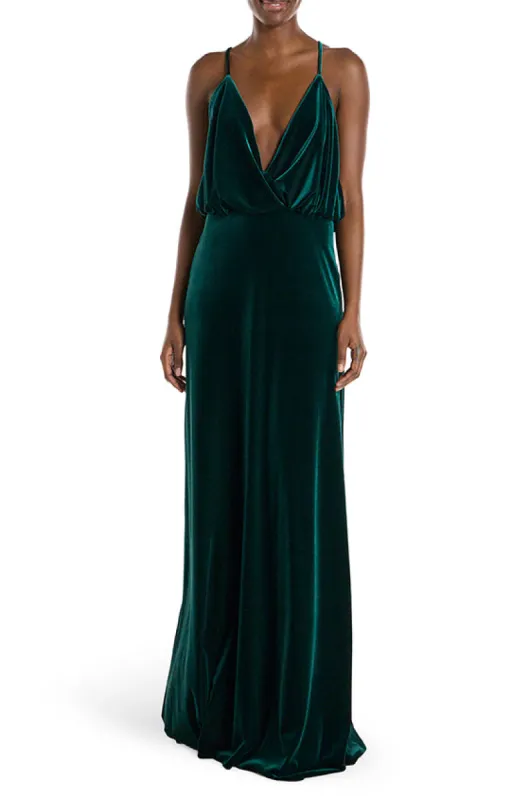 Spaghetti Strap Cowl Neck Velour Gown sold by Monique Lhuillier