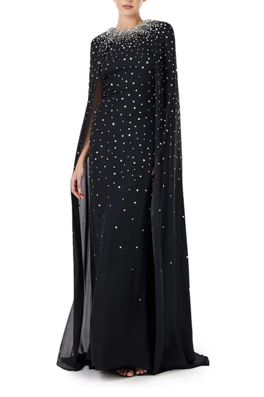 Embroidered Chiffon Cape Gown sold by Monique Lhuillier