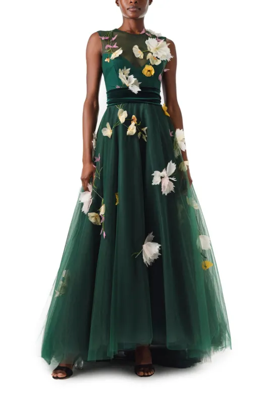 Floral Tulle Ball Gown sold by Monique Lhuillier